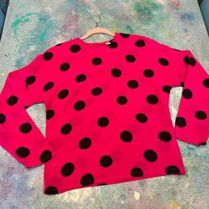 Vintage Silk Hot Pink Polka Shirt